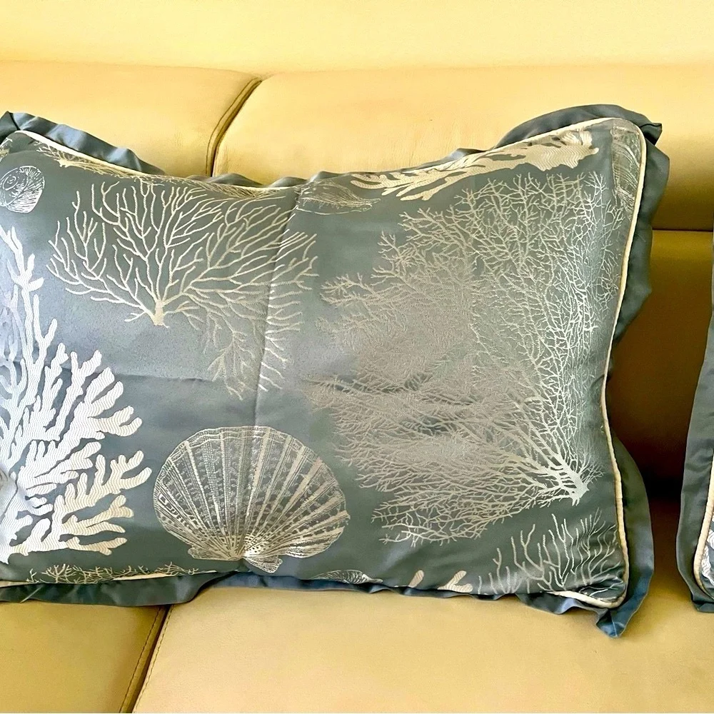 Blue and Silver Decorative Pillows 19/25 inches